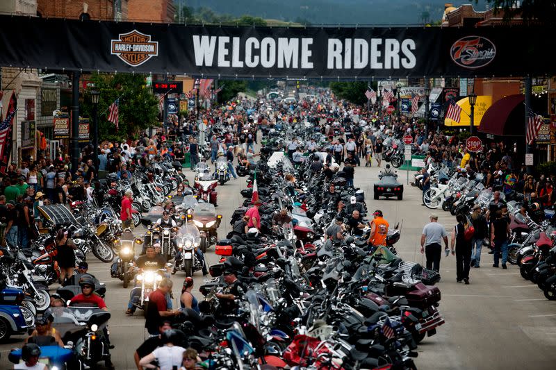 Bikes and rallygoers fill Main Street in Sturgis