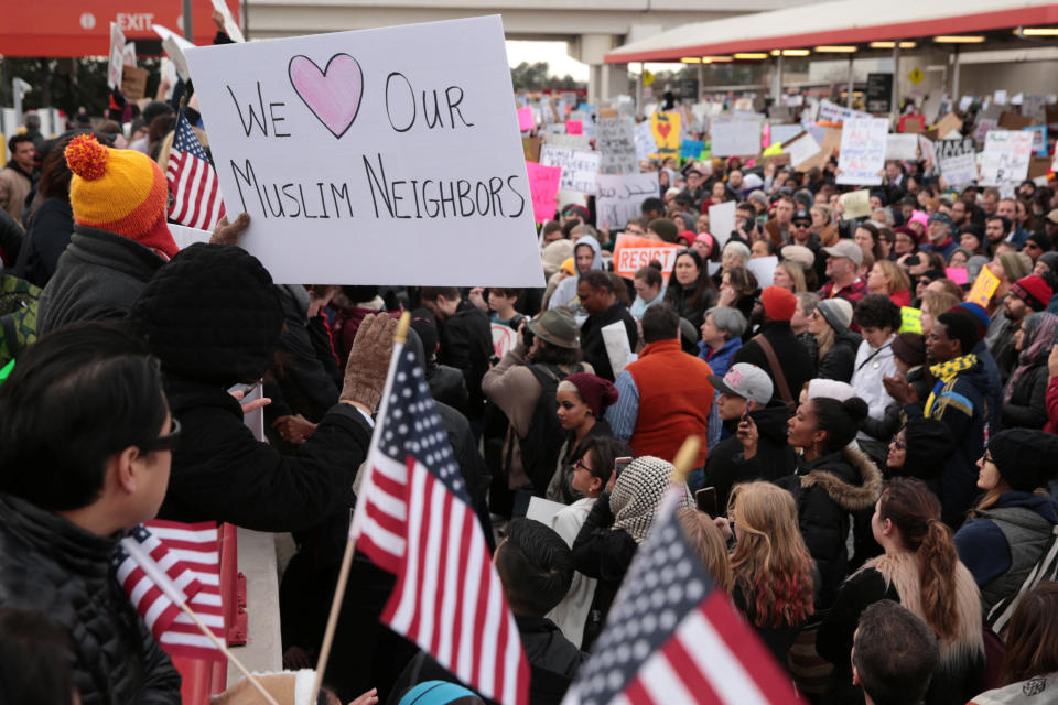 Thousands of people attend an anti-Donald Trump travel ban protest outside Hatfield-Jackson Atlanta International Airport in Atlanta, Georgia U.S., January 29, 2017.&nbsp;