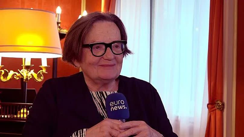 Agnieszka Holland speaking to Euronews Culture in December 2023