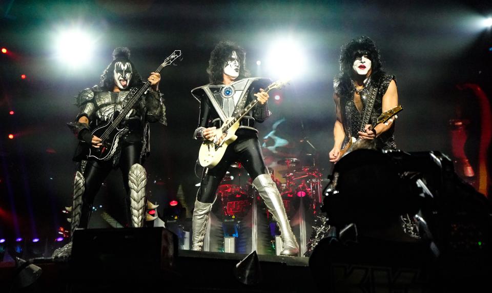 The band 'Kiss' brings 'The End of the Road World Tour' to Gainbridge Fieldhouse on Saturday, Nov. 25, 2023, in Indianapolis.