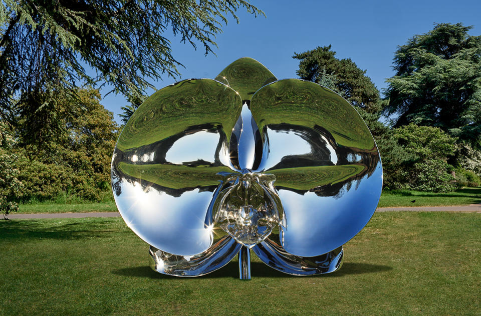 Light Into Life (Photosynthetic Form), 2024, polished stainless steel