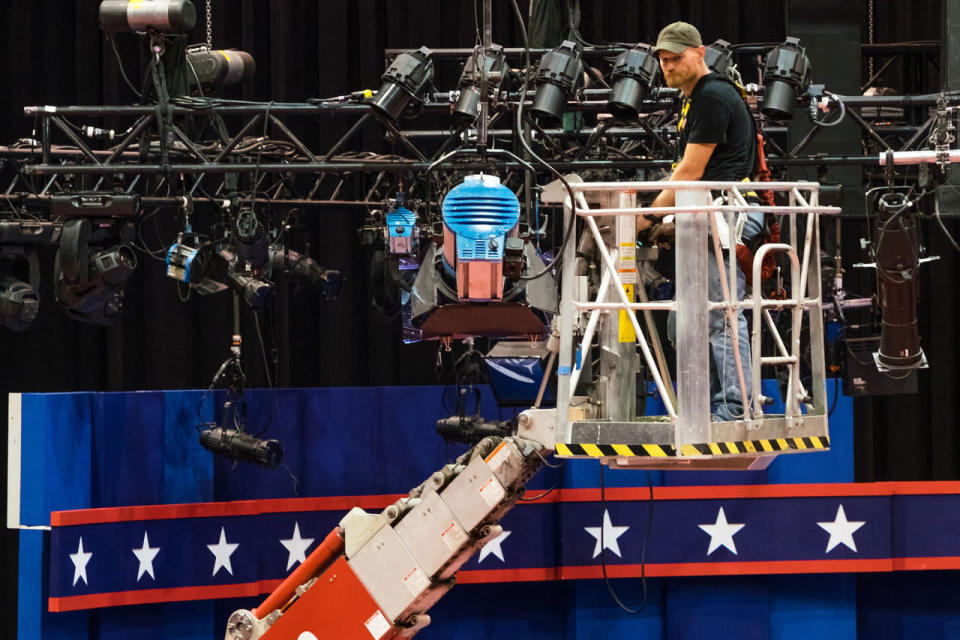 Preparations for the presidential debate at Hofstra University