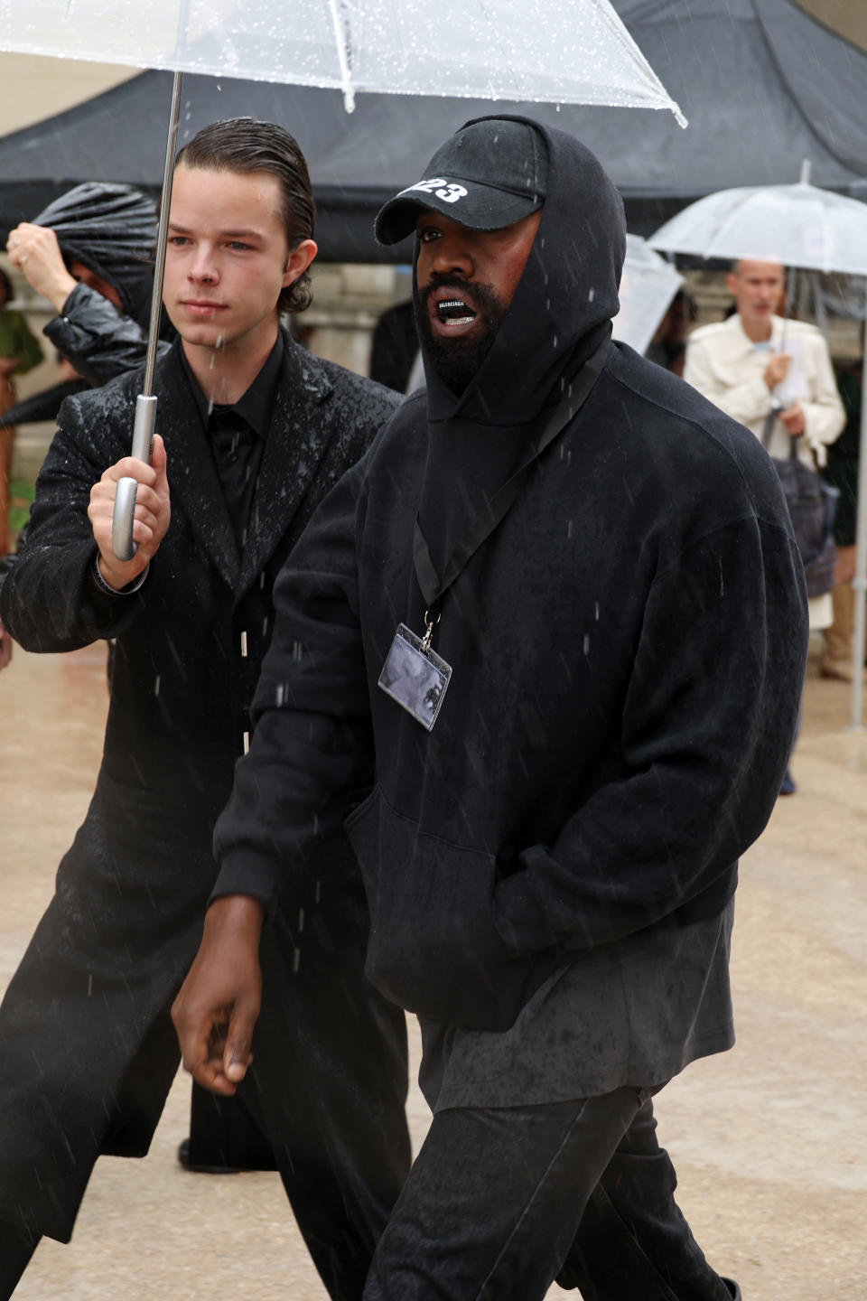 Kanye West at Paris Fashion Week. - Credit: Getty Images