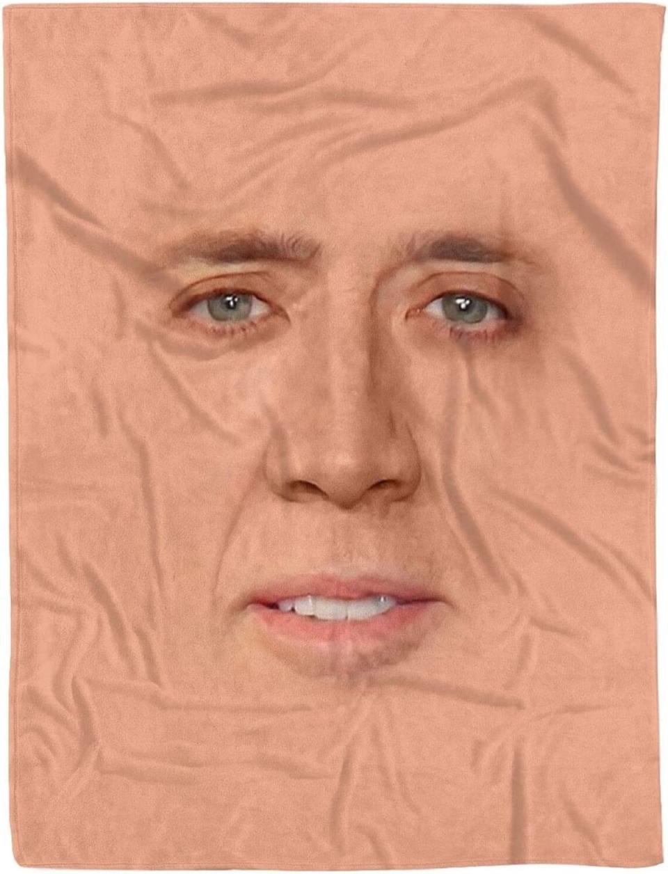 Ncolas Cage face stretching blanket