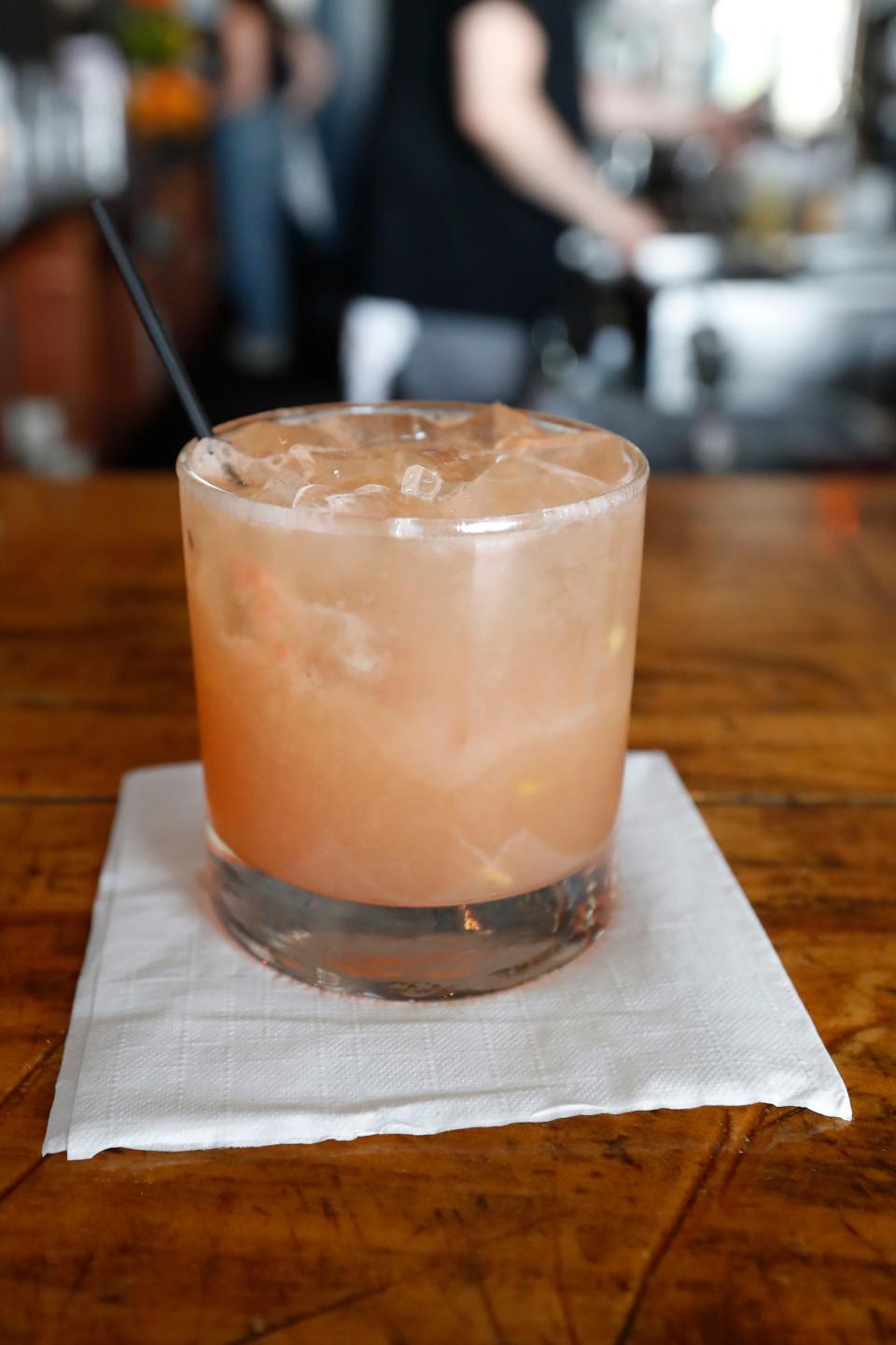 Normal Bar's new spring mocktail the the Bunkhouse Derby with Bunkhouse spicy ginger-ale, grapefruit, honey and lavender.