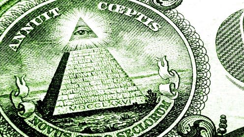 <span class="caption">A common online conspiracy theory is the illuminati.</span> <span class="attribution"><a class="link " href="https://commons.wikimedia.org/wiki/File:Illumkinati.jpg" rel="nofollow noopener" target="_blank" data-ylk="slk:Wikimedia;elm:context_link;itc:0;sec:content-canvas">Wikimedia</a>, <a class="link " href="http://creativecommons.org/licenses/by/4.0/" rel="nofollow noopener" target="_blank" data-ylk="slk:CC BY;elm:context_link;itc:0;sec:content-canvas">CC BY</a></span>