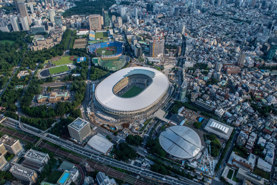 The new national stadium, the main stadium for the Tokyo 2020 Olympics, may be empty when the Games are held later this year. Source: Getty
