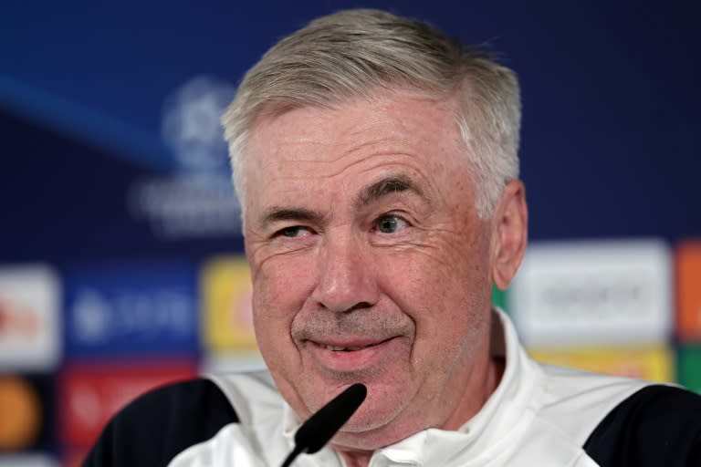 Carlo Ancelotti durante una conferencia de prensa en el estadio Santiago Bernabéu en el 'Media Day' del Real Madrid previo a la final de Liga de Campeones. En Madrid, el 27 de mayo de 2024 (Thomas COEX)