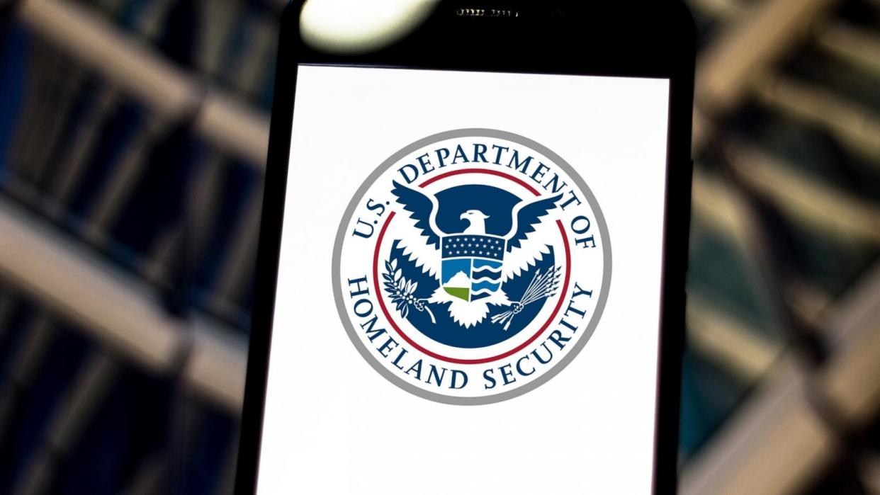 PHOTO: In this photo illustration on May 24, 2019 the United States Department of Homeland Security (DHS) logo is seen displayed on a smartphone. (Rafael Henrique/SOPA Images/LightRocket via Getty Images, FILE)