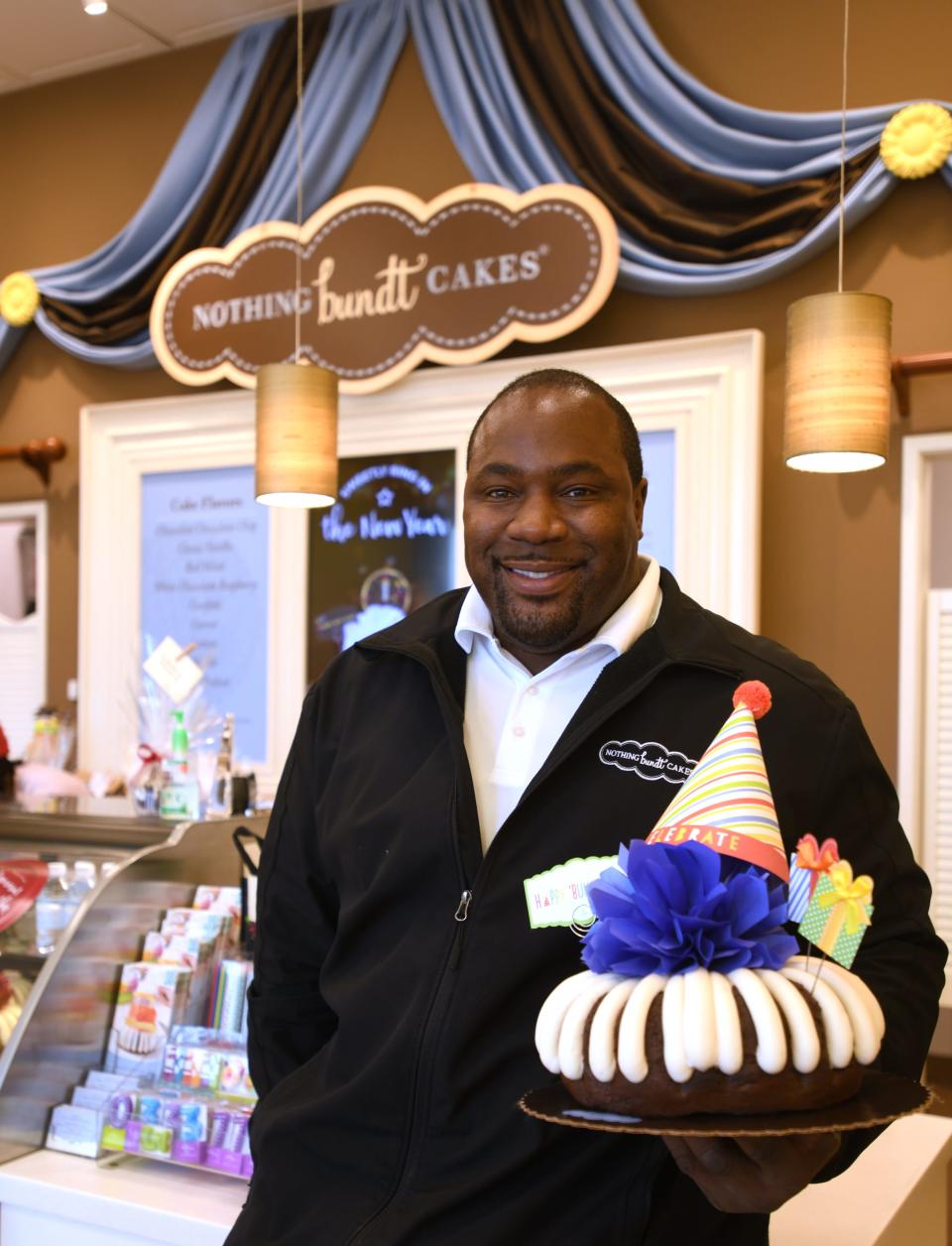 Owned by retired NFL defensive end Kenny Peterson, Nothing Bundt Cakes specializes in bundt cakes in every size.