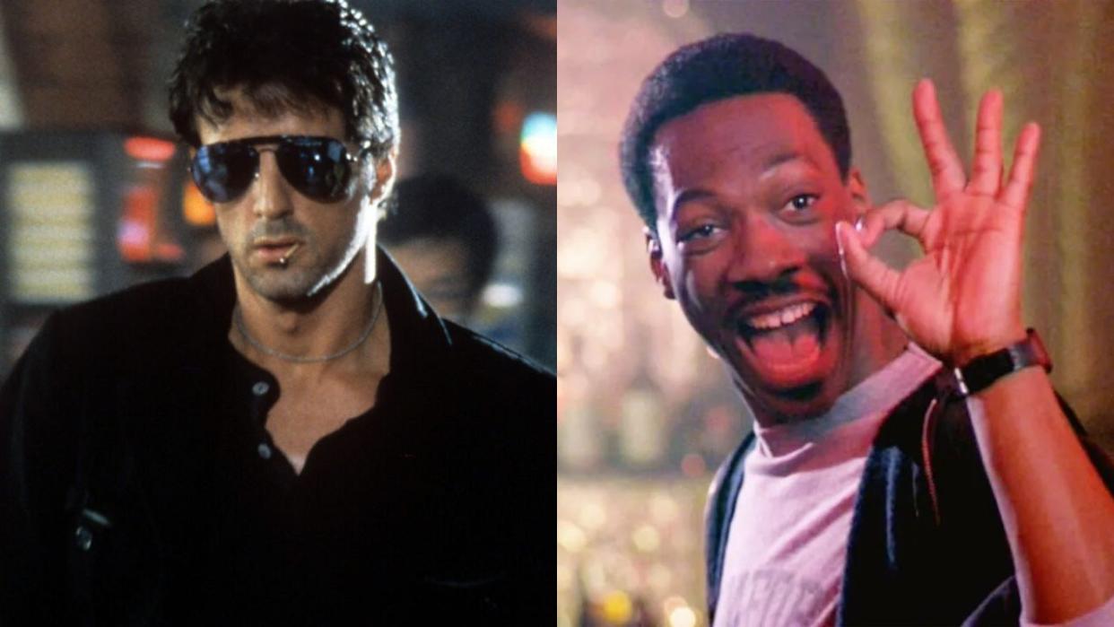  Stallone in Cobra, Eddie Murphy in Beverly Hills Cop 