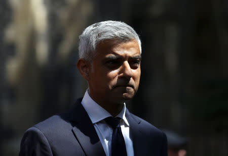 Sadiq Khan, the Mayor of London, attends an event to mark the anniversary of the attack on London Bridge, in London, Britain, June 3, 2018. REUTERS/Simon Dawson
