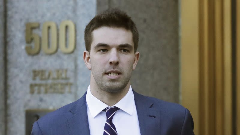 In this March 6, 2018, file photo, Billy McFarland, the promoter of the failed Fyre Festival in the Bahamas, leaves federal court after pleading guilty to wire fraud charges in New York.