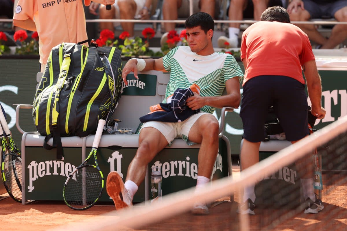 Alcaraz forfeited a game in order to receive a medical timeout (Getty Images)