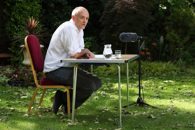 Dominic Cummings delivering a statement in the Rose Garden at 10 Downing Street following the news of his trip to Durham.  (Photo: JONATHAN BRADY via Getty Images)