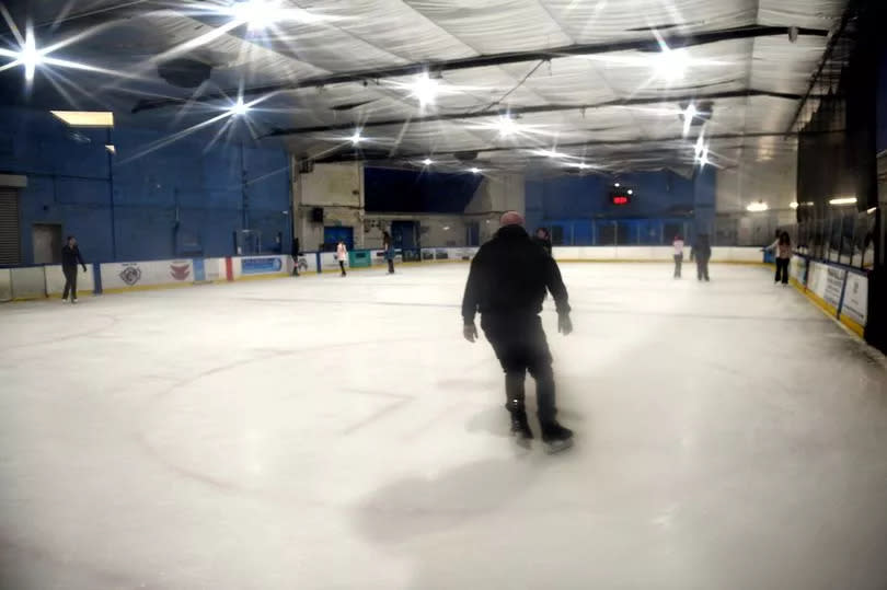 Skaters on the rink in April