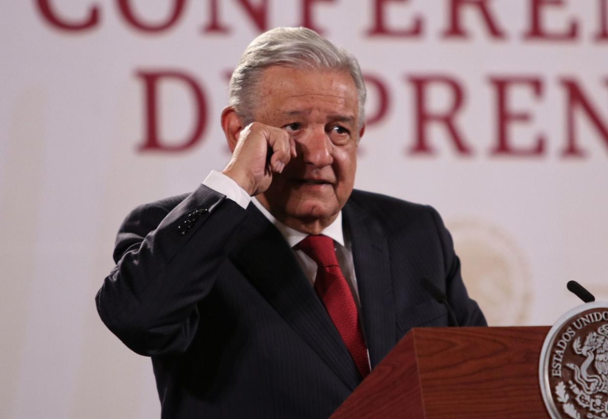 El presidente de México, Andrés Manuel López Obrador (AMLO) en una de sus conferencias matutinas en el Palacio Nacional. | FOTO: ANDREA MURCIA /CUARTOSCURO.COM