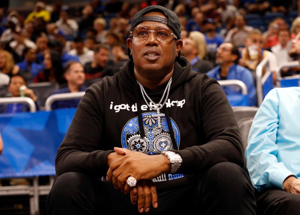 Master P sits courtside as the Orlando Magic host the Golden State Warriors on Dec. 1, 2017.