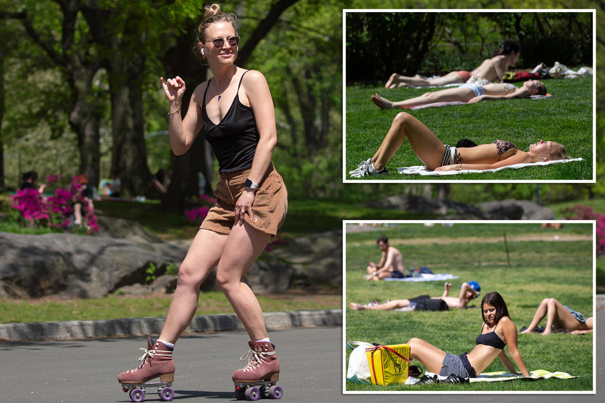 New Yorkers enjoying the warm day