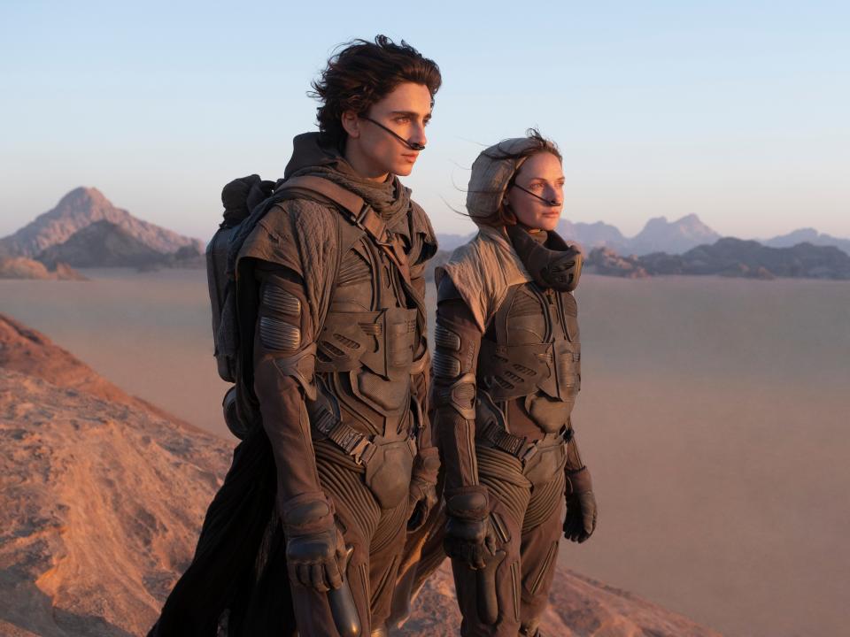 Timothée Chalamet as Paul and Rebecca Ferguson as Jessica in "Dune."