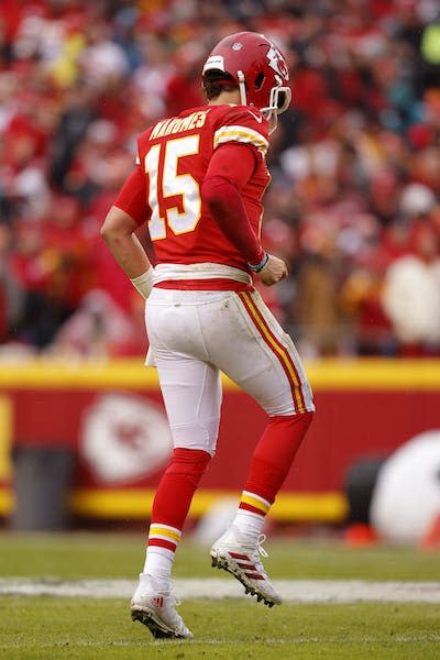 After the injury, Patrick Mahomes was visibly in pain but able to hobble off the field. <a href="https://www.gettyimages.com/detail/news-photo/patrick-mahomes-of-the-kansas-city-chiefs-limps-on-the-news-photo/1458310007?phrase=mahomes%20injury&adppopup=true" rel="nofollow noopener" target="_blank" data-ylk="slk:David Eulitt/Getty Images Sport;elm:context_link;itc:0;sec:content-canvas" class="link ">David Eulitt/Getty Images Sport</a>