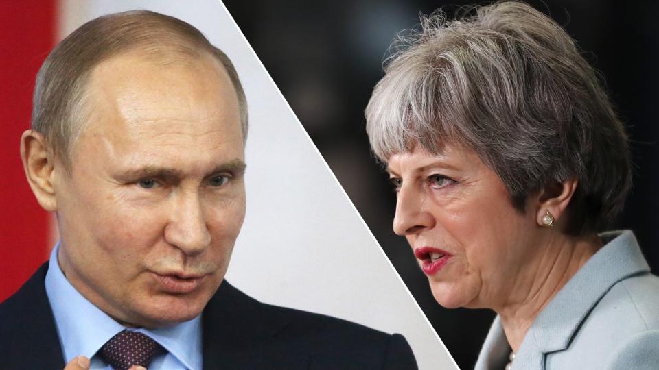 President Vladimir Putin; Prime Minister Theresa May (Getty Images)