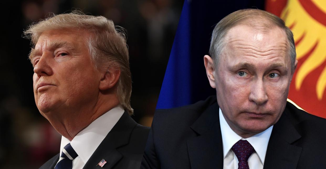 President Donald Trump and Vladimir Putin. (Photos: Jim LoScalzo / Pool via CNP / MediaPunch/IPX, Alexei Nikolsky/Sputnik, Kremlin Pool Photo via AP)