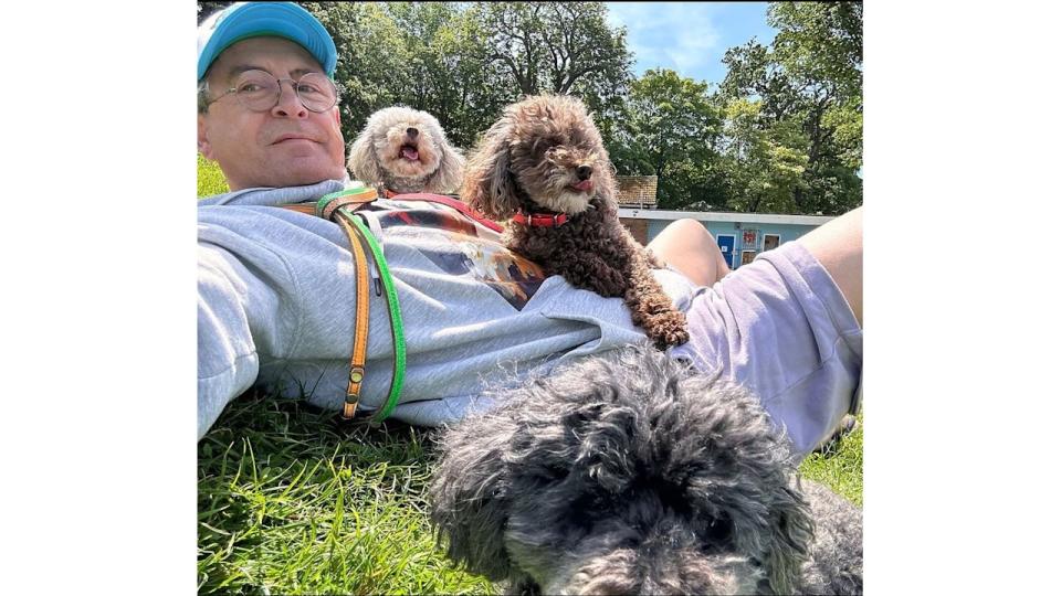 Stephen Webb with his pet pooches