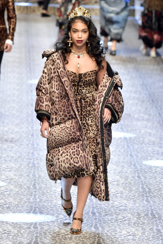 Lori Harvey walks the runway at the Dolce & Gabbana show during Milan Fashion Week Fall/Winter 2017/18 on Feb. 26, 2017.<p>Victor Boyko/Getty Images</p>