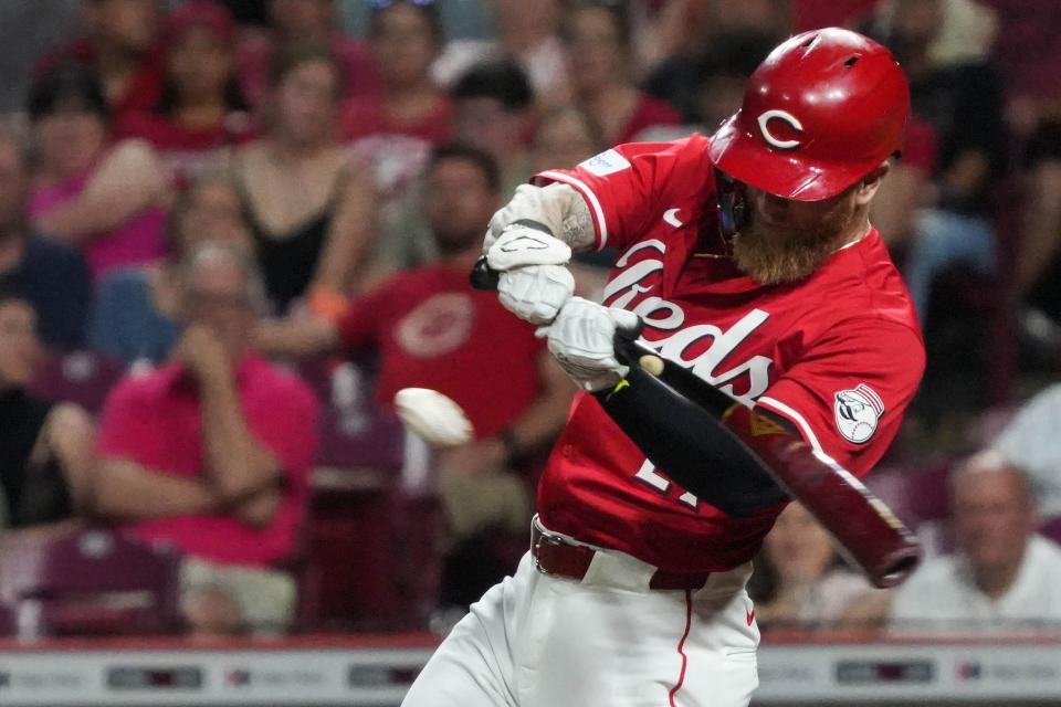 Cincinnati Reds outfielder Jake Fraley is working on building his strength back up after losing nine pounds in April while trying to play through and bronchitis.