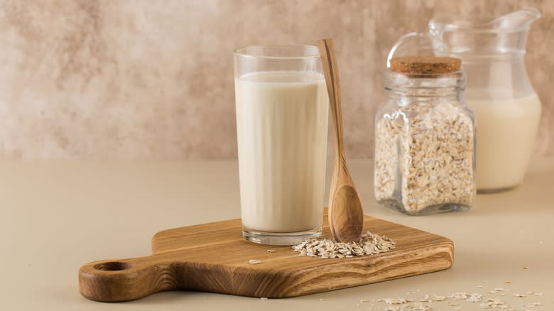 oat milk in glass