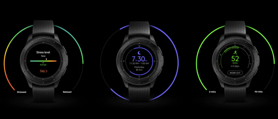 Stress, sleep, and calorie tracking on the Always-On display.