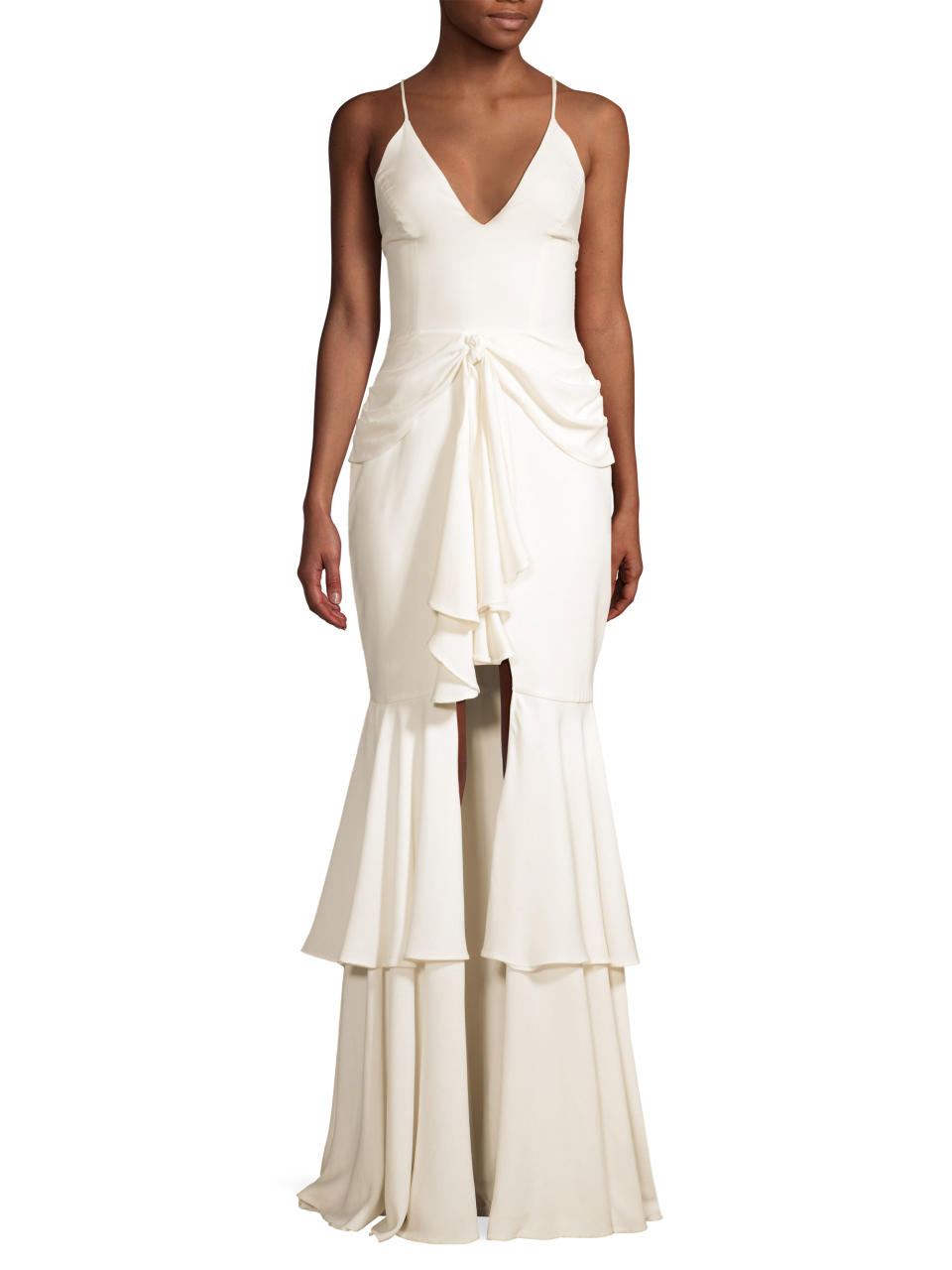 PatBo Bo Ruffle Hem Plunging Maxi Dress (Photo: Saks Fifth Avenue)