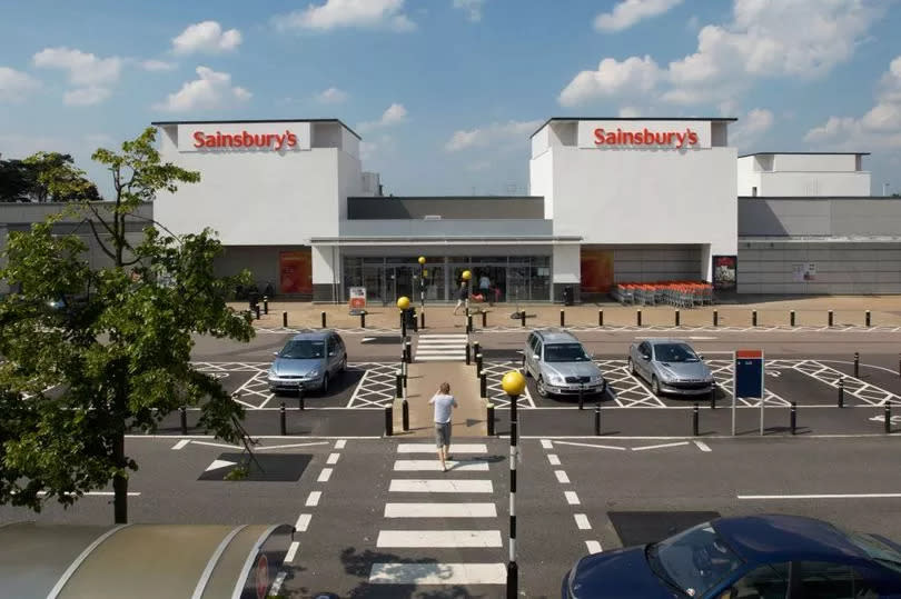 Supermarket car park with pedestrian 'zebra' crossings, Harlow, Hertfordshire, UK. (Photo by BuildPix/Construction Photography/Avalon/Getty Images)