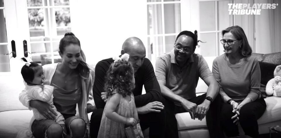 Derek Jeter, wife Hannah and their daughters | The Players' Tribune/Facebook