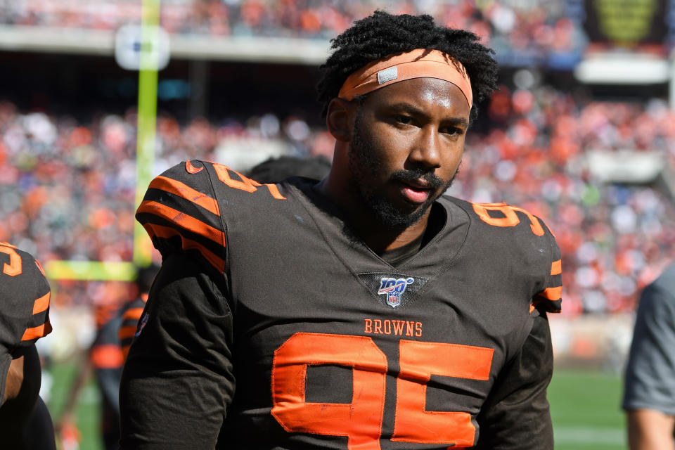 Myles Garrett offered to support the family of a popular barbecue stand owner who was fatally shot by law enforcement. (Nick Cammett/Getty Images)