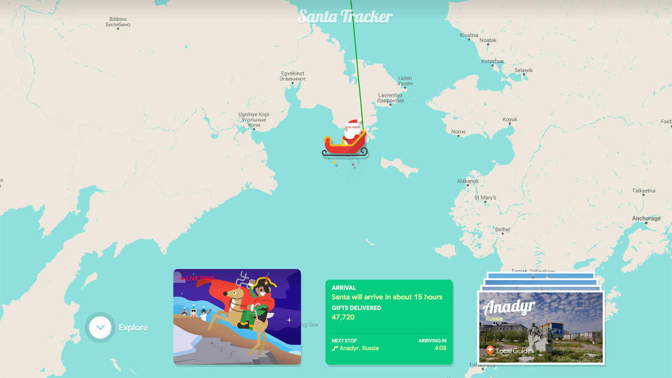 Google Santa Tracker map