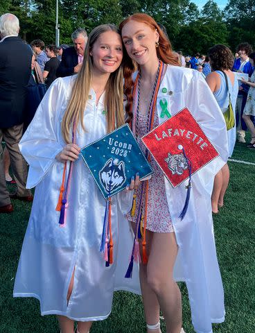 Lilly Wasilnak (left) and Ella Seaver after Newtown High's June 12 graduation