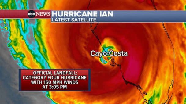 PHOTO: Hurricane Ian landfall is shown in a satellite image released at 3:05pm, Sept. 18, 2022. (ABC News)