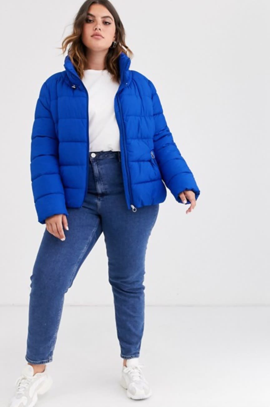 Only Curve padded color pop padded jacket (photo via ASOS)