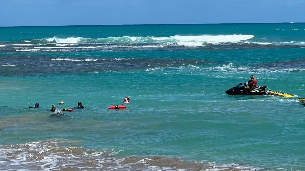 PHOTO: Authorities search for a U.S. Marine who went missing after going into the water off the area of La Pared in Luquillo, Puerto Rico, March 28, 2024. (Puerto Rico Emergency Management Bureau)