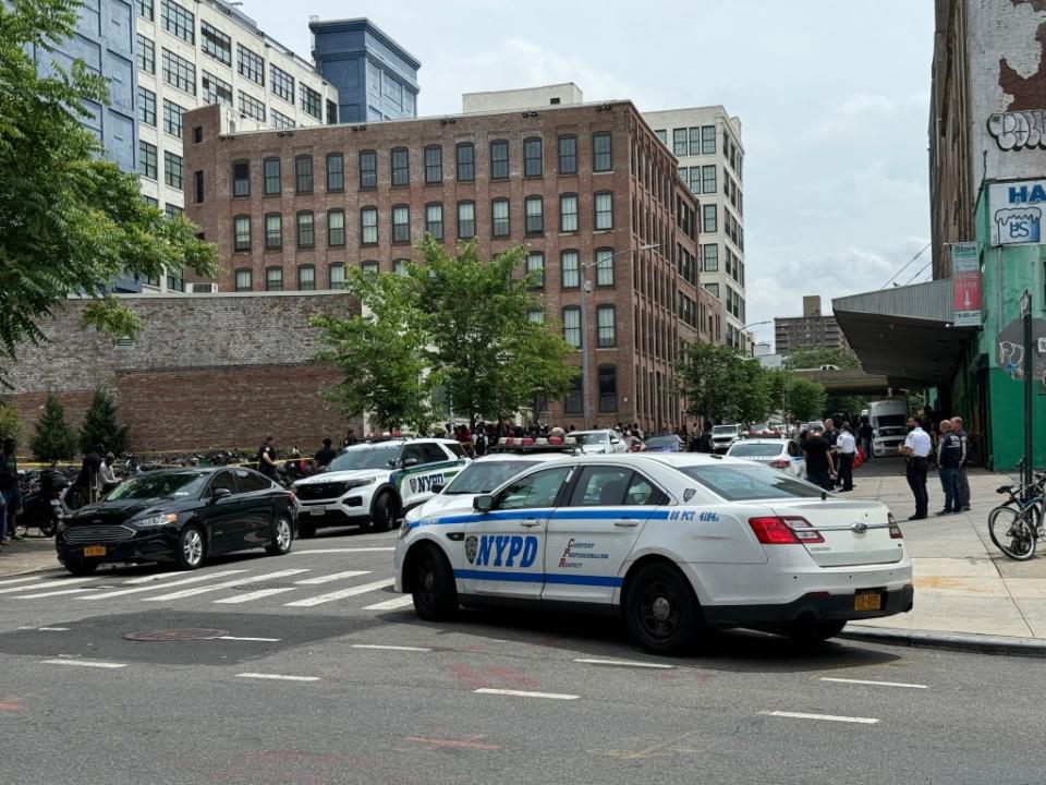 The victim was stabbed outside a migrant shelter on Hall Street near the Brooklyn Navy Yard. Peter Gerber