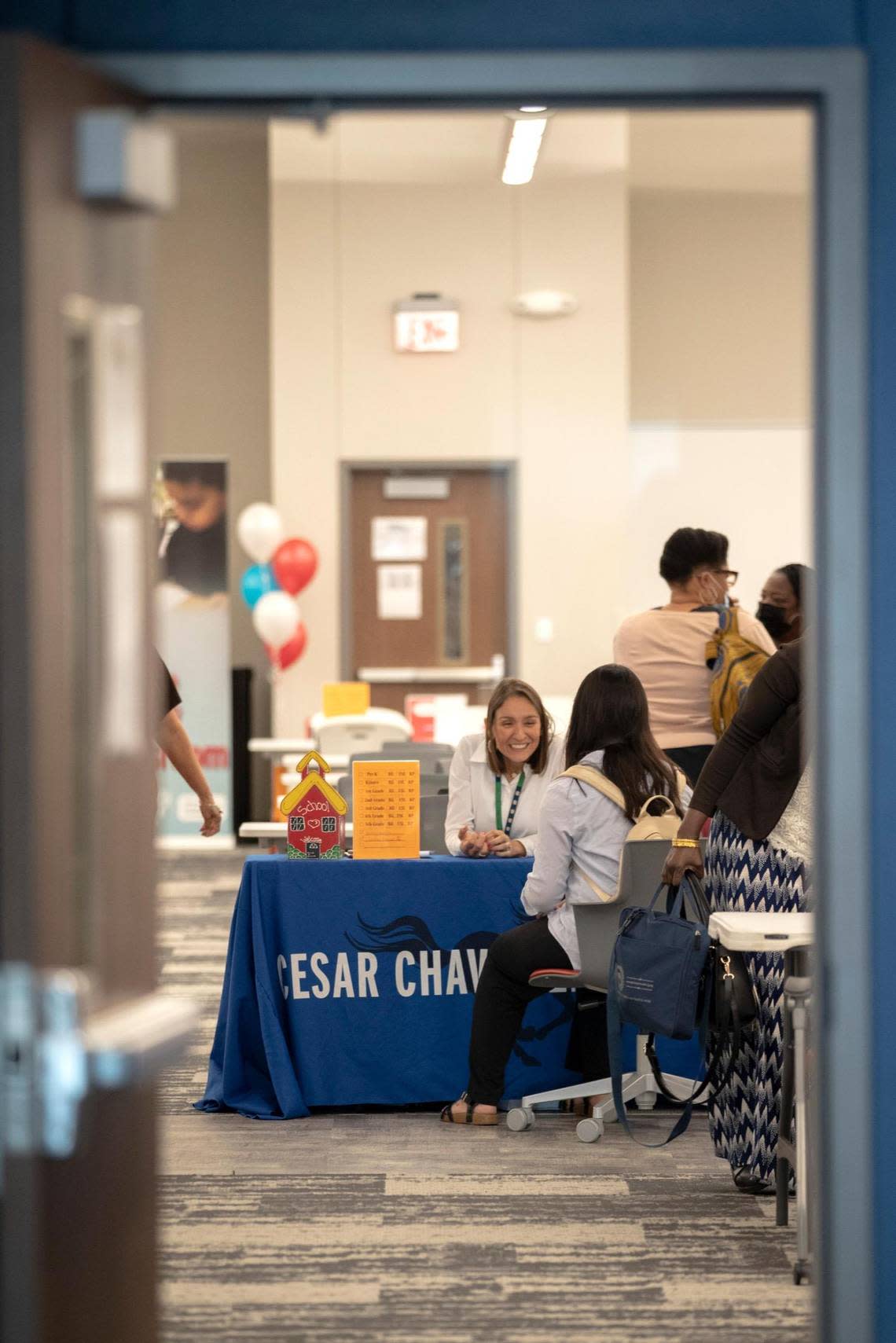 Cesar Chavez Elementary School principal Monica Ordaz interviews a teaching candidate during the Fort Worth Independent School District Summer Mega Career Fair on June 7, 2022, at the FWISD Teaching & Learning Center. Many educators are leaving the field due to challenges brought about by the COVID-19 pandemic, among other issues, creating a severe teacher shortage in Fort Worth ISD and nationwide.