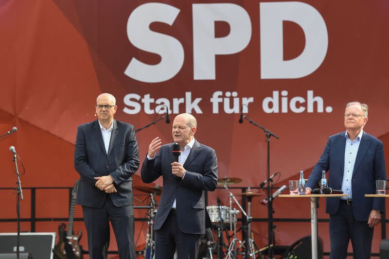 German Chancellor Olaf Scholz campaigns ahead of state elections in Bremen