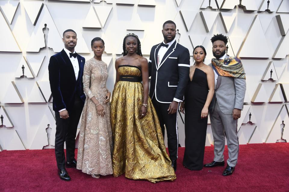 The main cast of Black Panther together at the Oscars