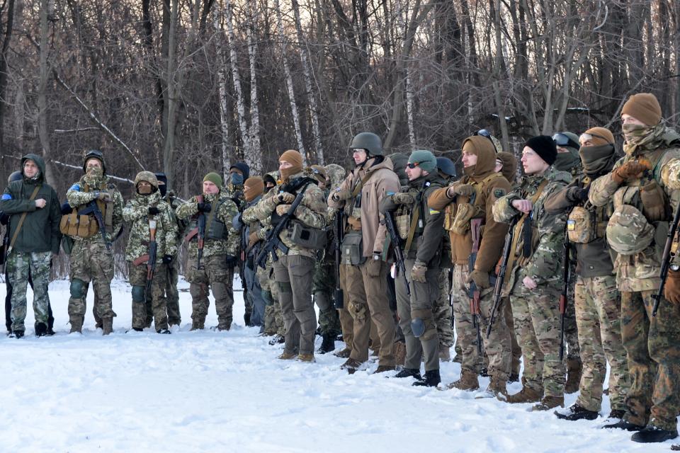 Members of the Ukrainian Azov Battalion in Kharkiv