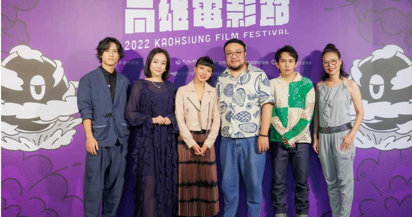 《阿波羅男孩》劇組，李冠毅、范瑞君、陳妤、巫建和、導演葉天倫、黃舒湄。（圖／高雄電影節提供）