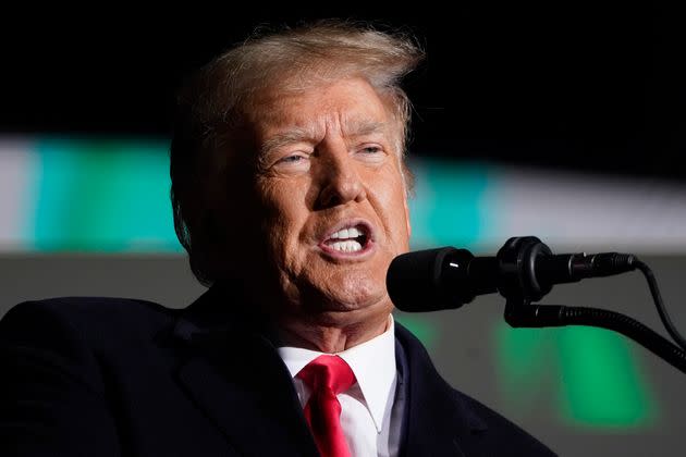 Former President Donald Trump speaks Monday at a campaign rally in support of Ohio Senate candidate J.D. Vance at Dayton International Airport. Most of his speech, however, was about himself and his grievances. (Photo: Michael Conroy/Associated Press)