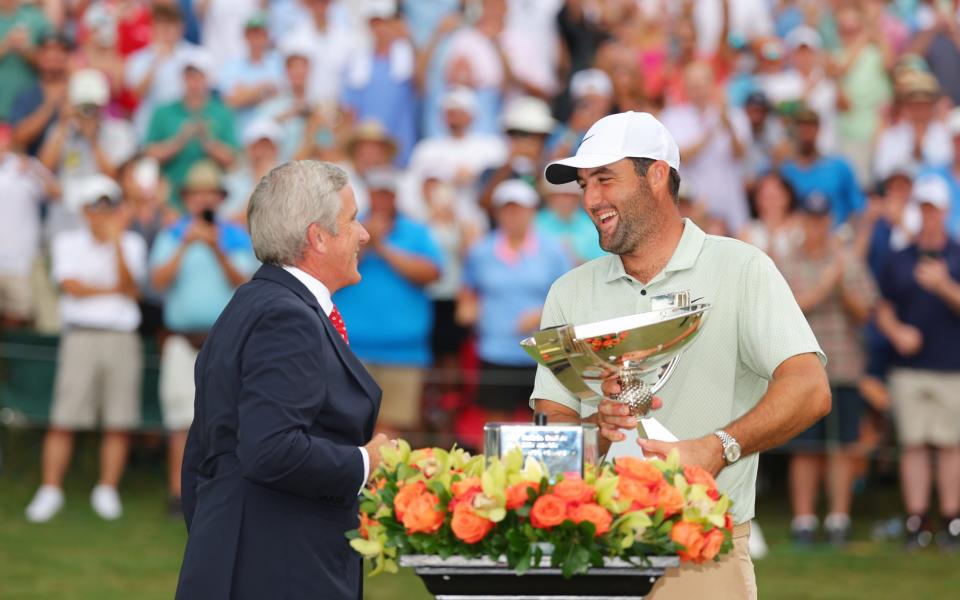 World No1 Scottie Scheffler won the FedExCup Trophy after the final round of the Tour Championship in Atlanta