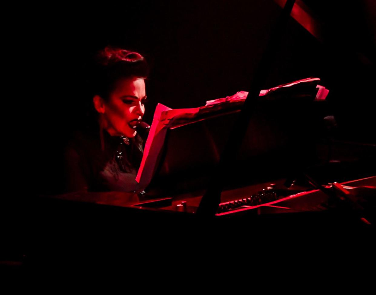 Closeup of Diamanda Galás Performing at Thalia Hall, Chicago, 2016, Red Lighting